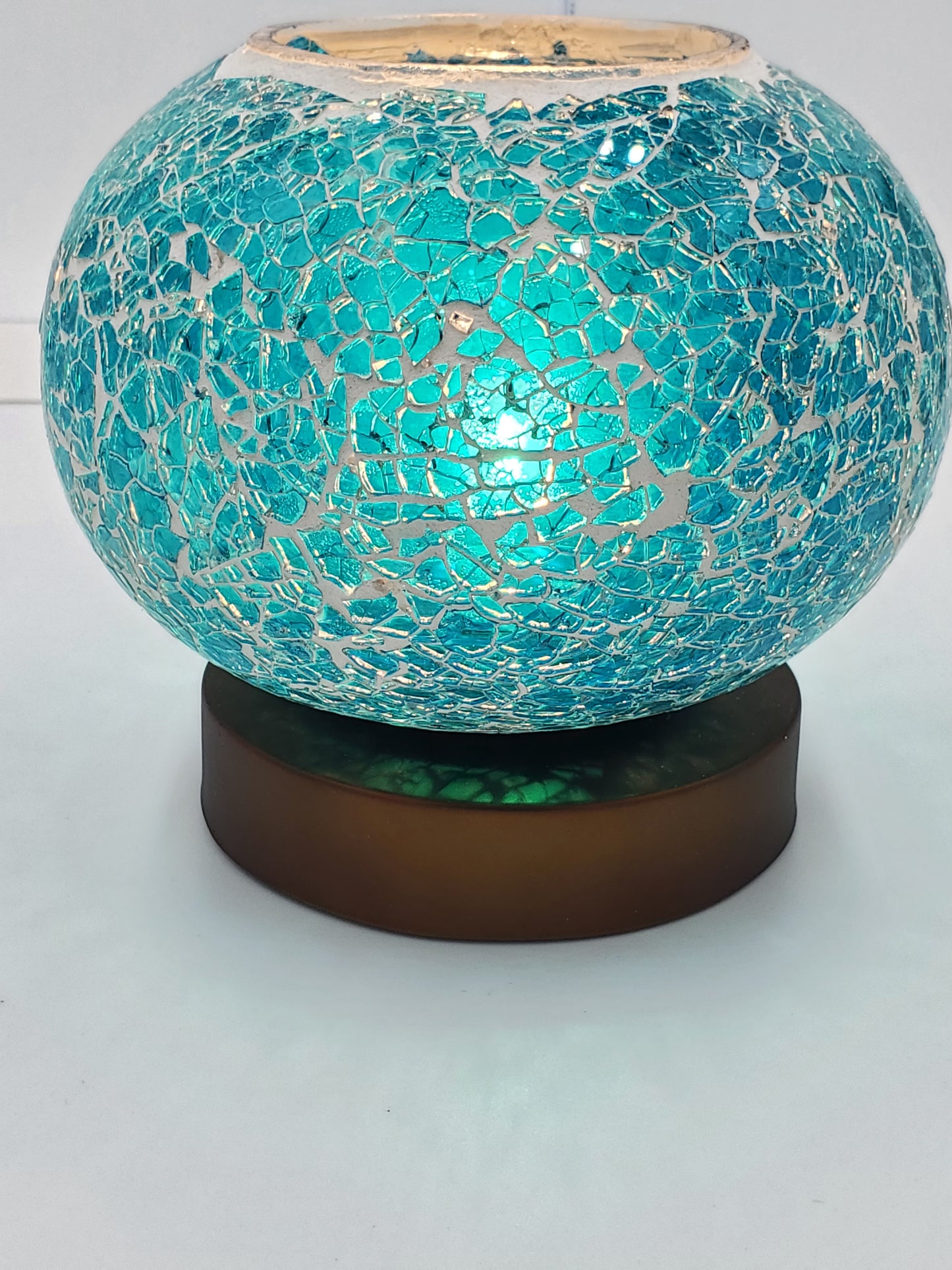 Aqua Crackled Glass Electric Burner